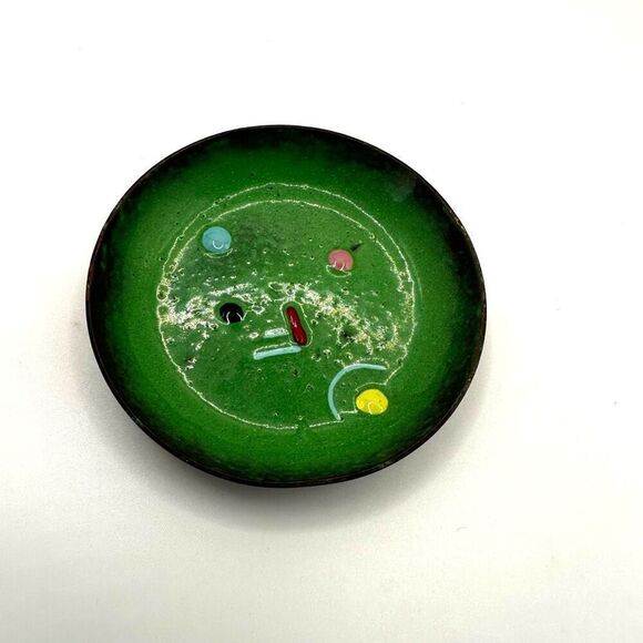 Green cloisonné small trinket dish - Picture 2 of 7